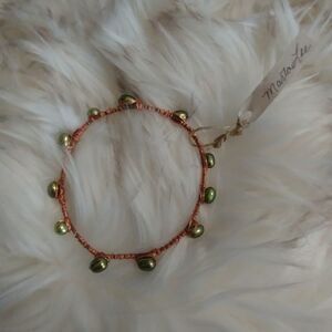 Handmade copper and green stone bracelet
